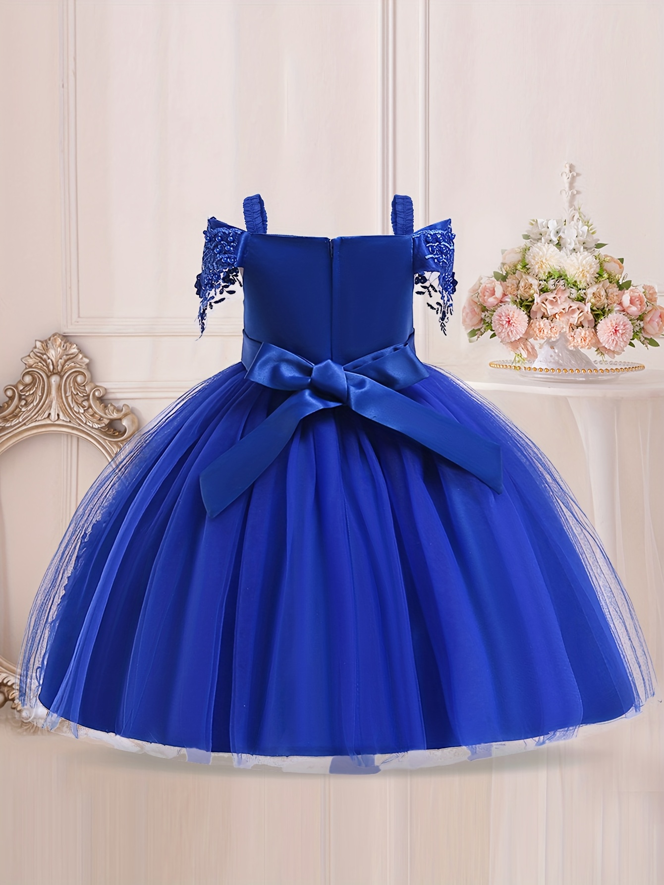 girls beaded shoulder dress little girl bow floral tutu - Temu Oman