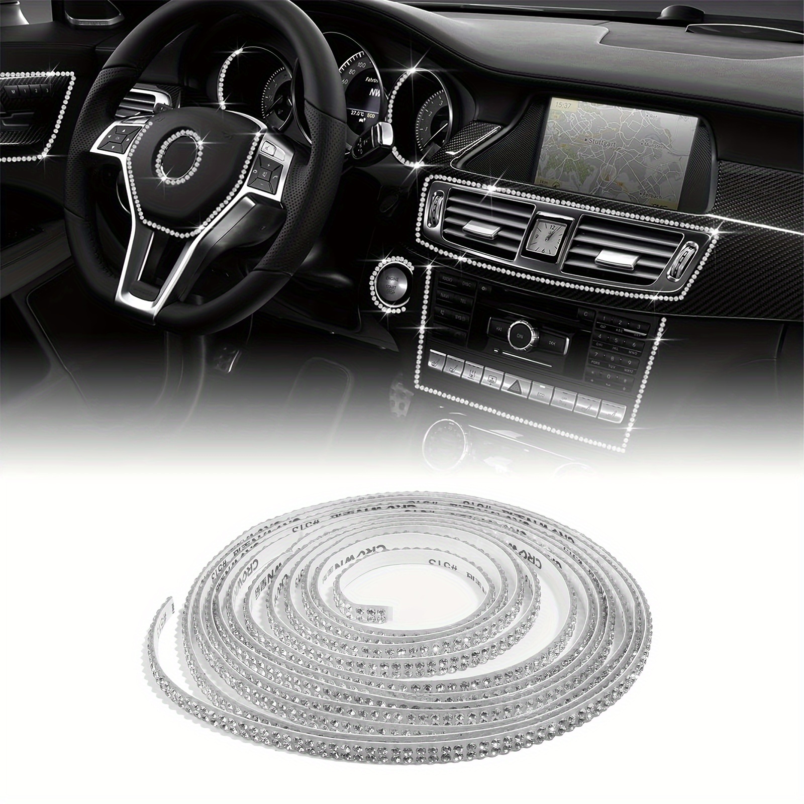 

1pc Universal Fit Car - 35.4" - Rhinestone For Vehicle & , Diy & , Non-textile ,