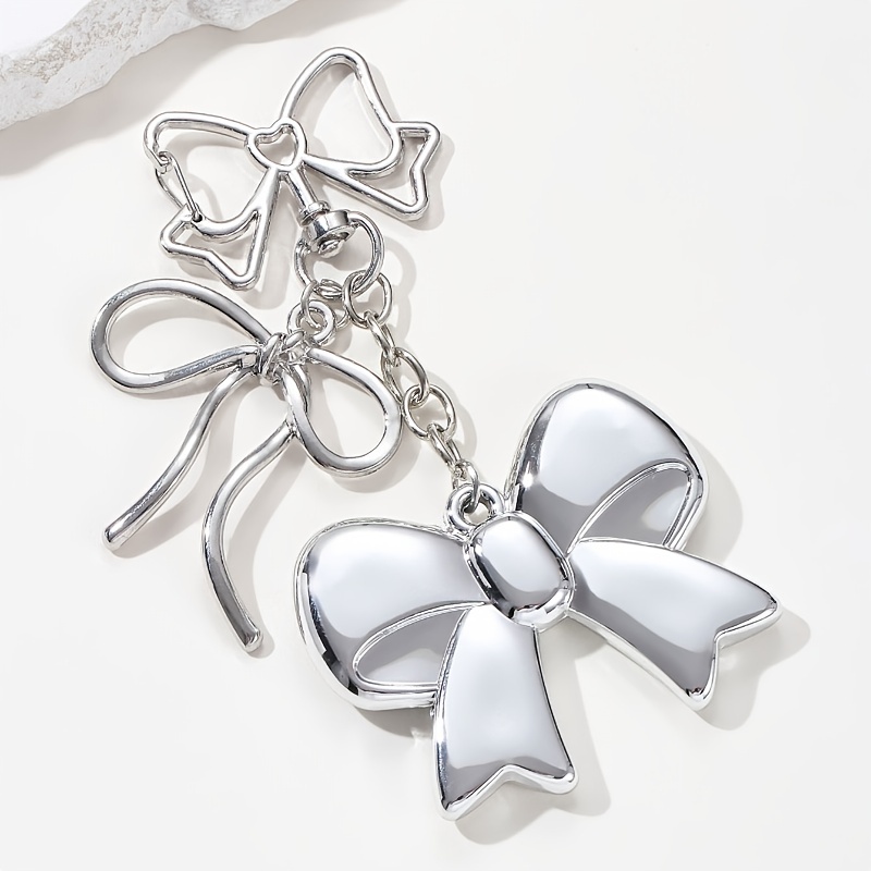 

1pc Silvery Large Bow Keychain