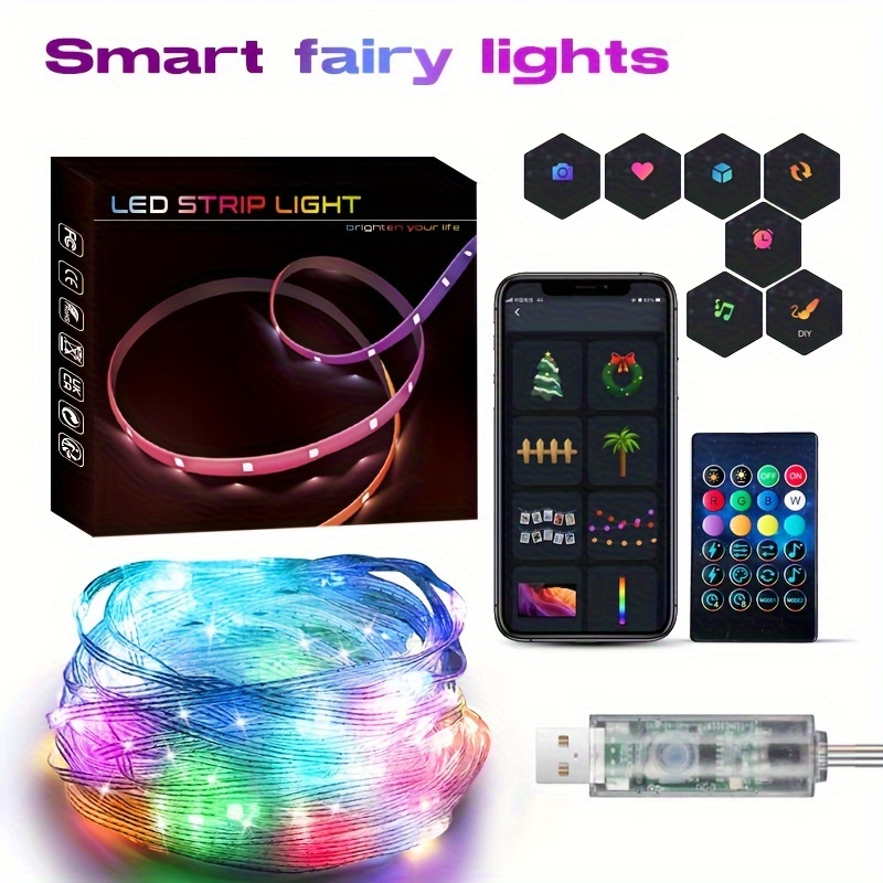 LED Light Strip, Kiko Led Strip Smart Color Changing Rope Lights 65.6ft 20m  SMD 5050 RGB Light Strips with Bluetooth Controller Sync to Music Apply for  TV,Bedroom, and Home Decoration