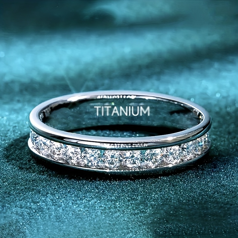 1pc 4mm wide round arc   synthetic zirconia ring   versatile men women couple student wedding engagement christmas jewelry gift