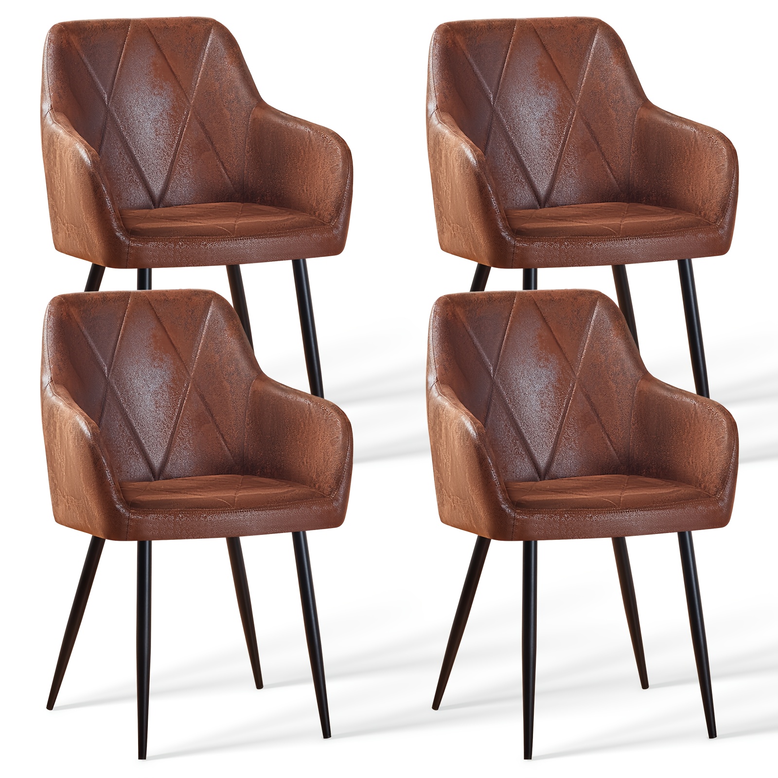 2/ 4pcs Set Of Velvet/artificial Leather Dining Chairs With Fashionable Design, Armchairs With Backrest, Armchair With Black Metal Legs, Lounge Chairs With Upholstered