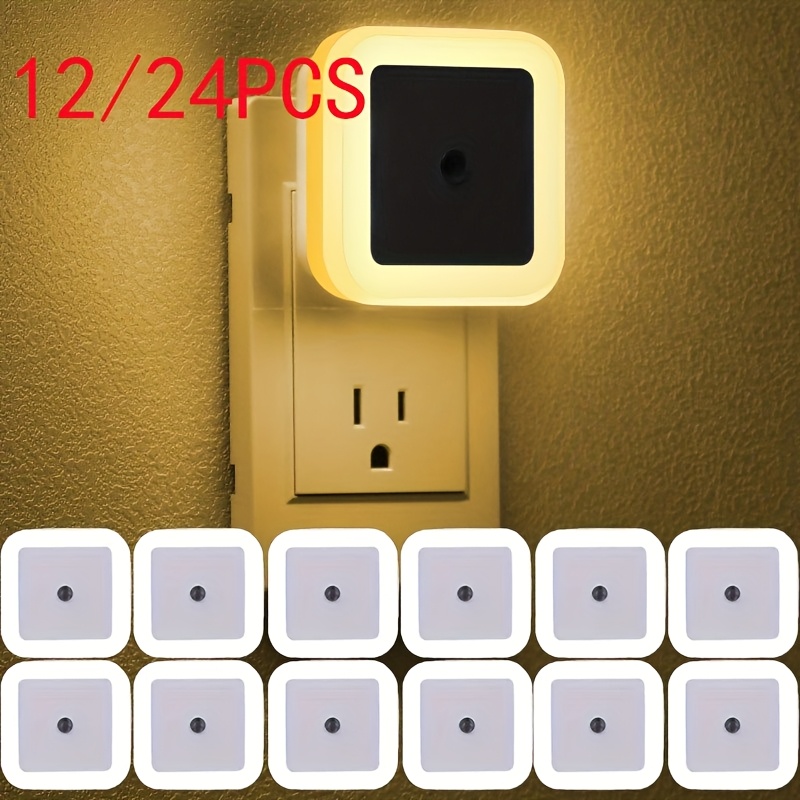 TEMU 12/24pcs, Light Sensor Night Light, Smart Led Night Light With Dusk-to-dawn Sensor, Energy-saving For Bedroom, Bathroom, Kitchen, Hallway Led Night Light