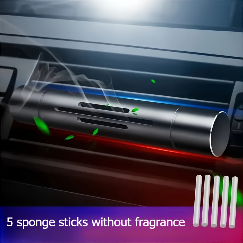 Image of [car Fragrance Diffuser] 1pc Aluminum Alloy Car Fragrance Diffuser & 5pcs Sponge Stick - No Chemicals, Battery-free, Automotive Interior Supplies,"no Fragrance Source".