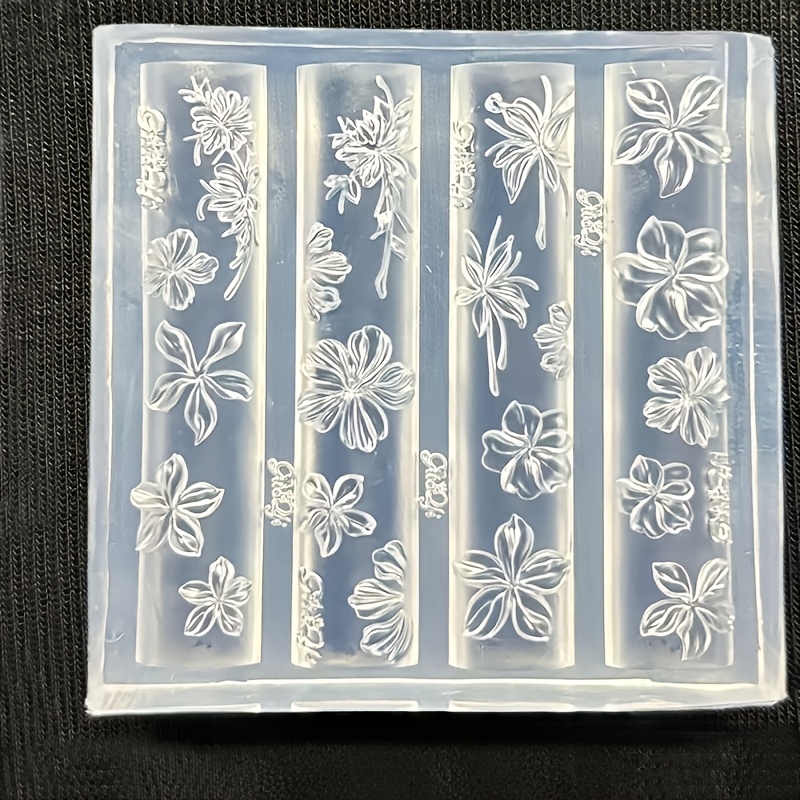 TEMU 1pc Rectangular Resin Silicone Mold For 3d Nail Art - Compatible With Gel Polish & Resin Pouring, Easy Demolding Nail Mold For Nail Artists,