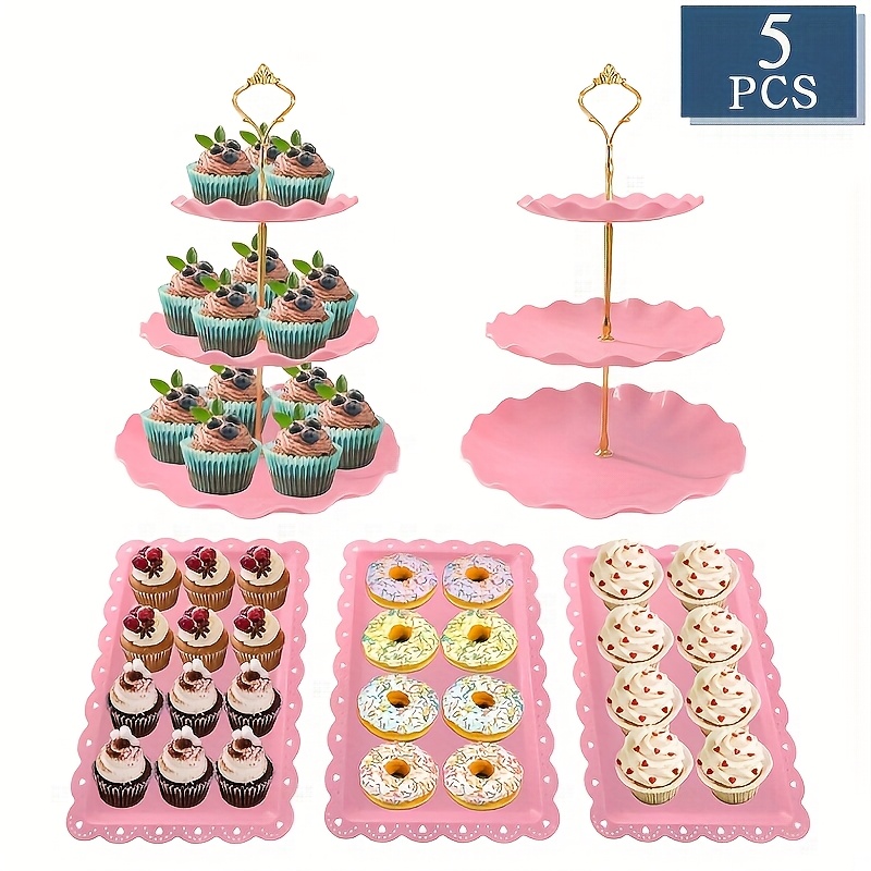 5pcs elegant plastic cake stands trays three tier dessert Temu