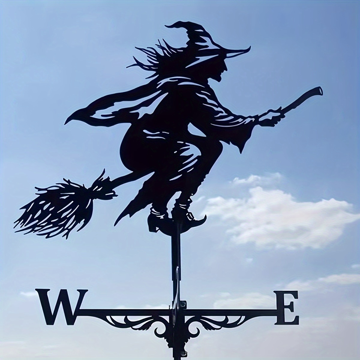 1pc whimsical garden wind   indicator rooster witch design outdoor weather vane for yard and patio decor