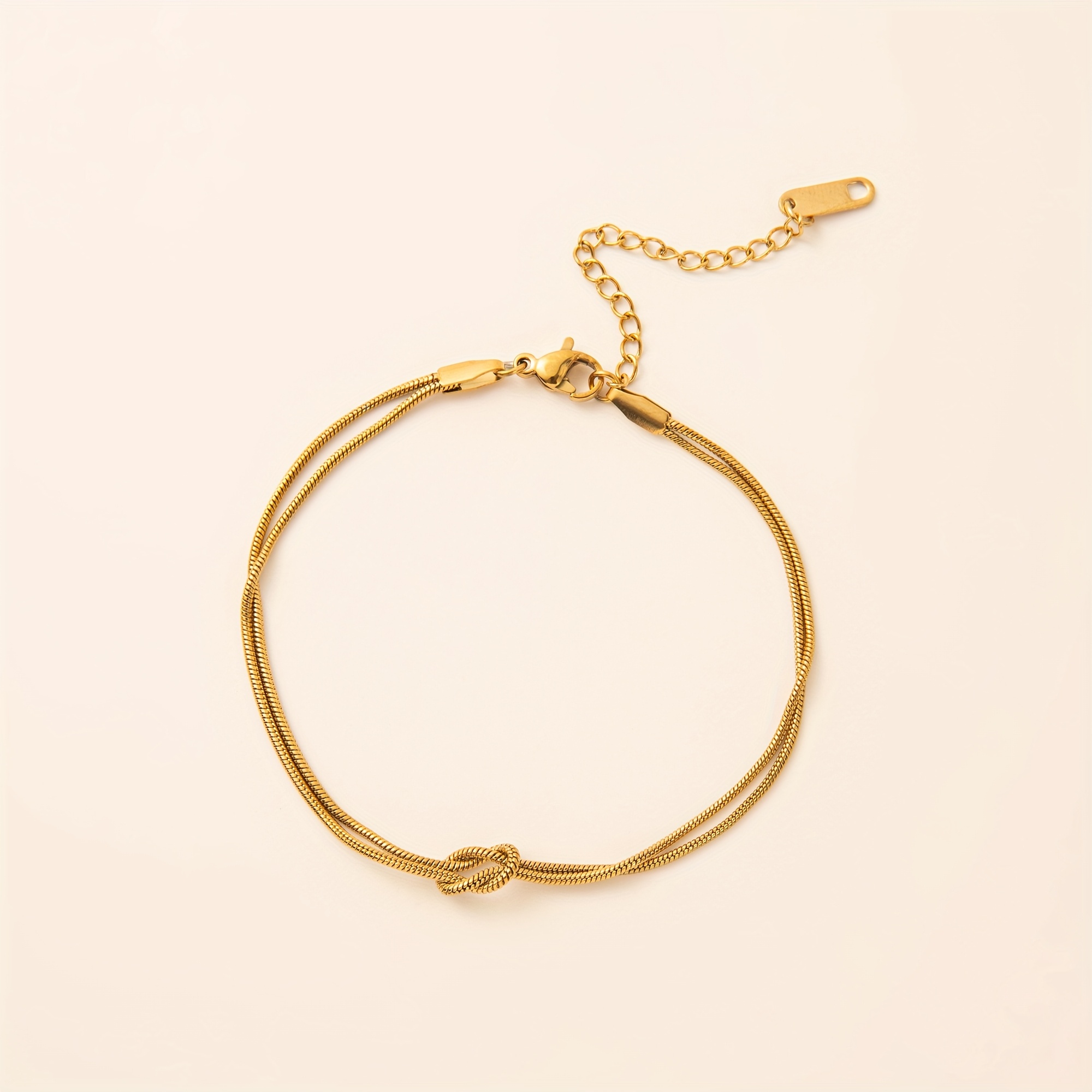 E-shop Einfaches stilvolles 304 Edelstahl-Knoten-Armreif-Armband für Paare, mit echtem Gold beschichtet zur Farberhaltung