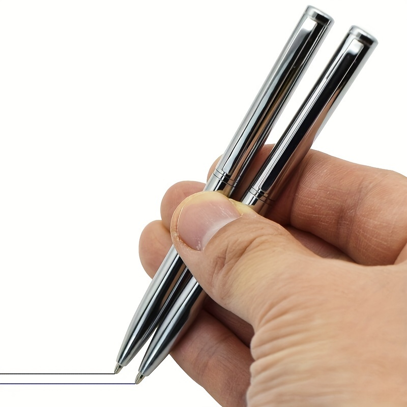 

2-piece Mini Metal Ballpoint Pens - Twist Action, 0.7mm Medium Point, Ideal For Office & School Use