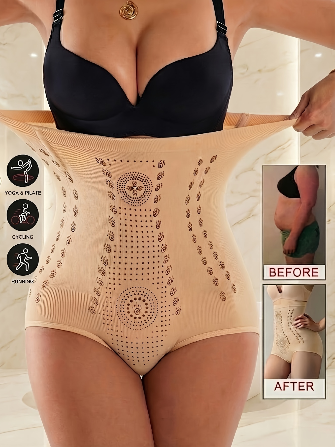 womens postpartum high waist     lift shapewear shorts tummy control seamless body shaper breathable perforated fabric high compression slimmer invisible under dresses jeans for yoga pilates daily wear