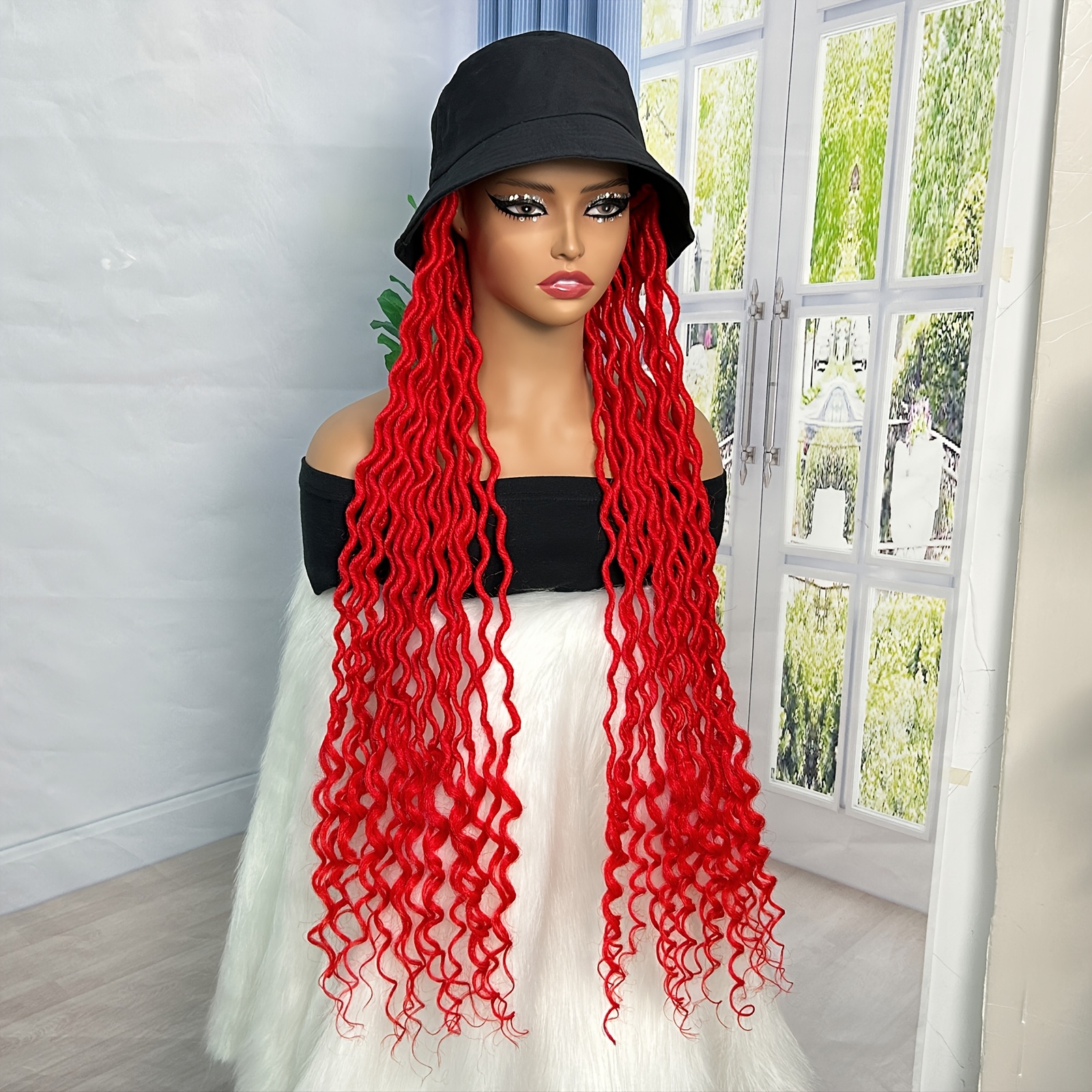 long braiding hair wig baseball cap attached 40 inch - Temu display picture 2