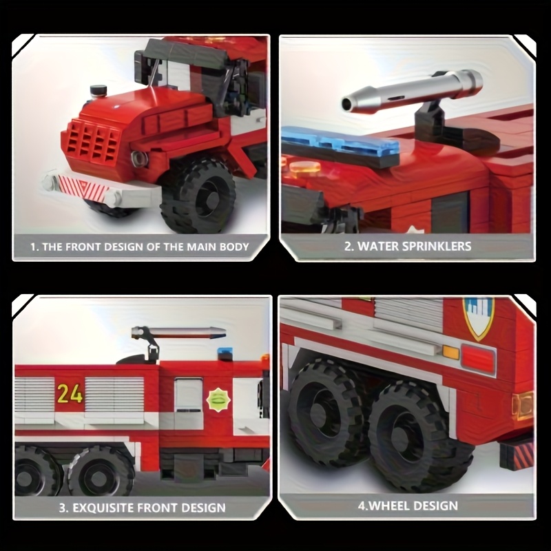 Ural Fire Truck Model Assembly Small Particle Fire Truck Series Building Block Toys Movable Assembly Ornaments
