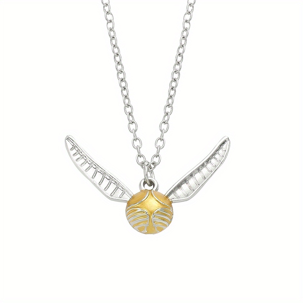 Image of 1pc Golden Necklace - Hermione Design With Golden & , Durable Iron Chain For Fans, Perfect Gift For Daily Wear Or Special Occasions, Accessories, Daily Wear Jewelry, Magical Academy Theme, Intricate