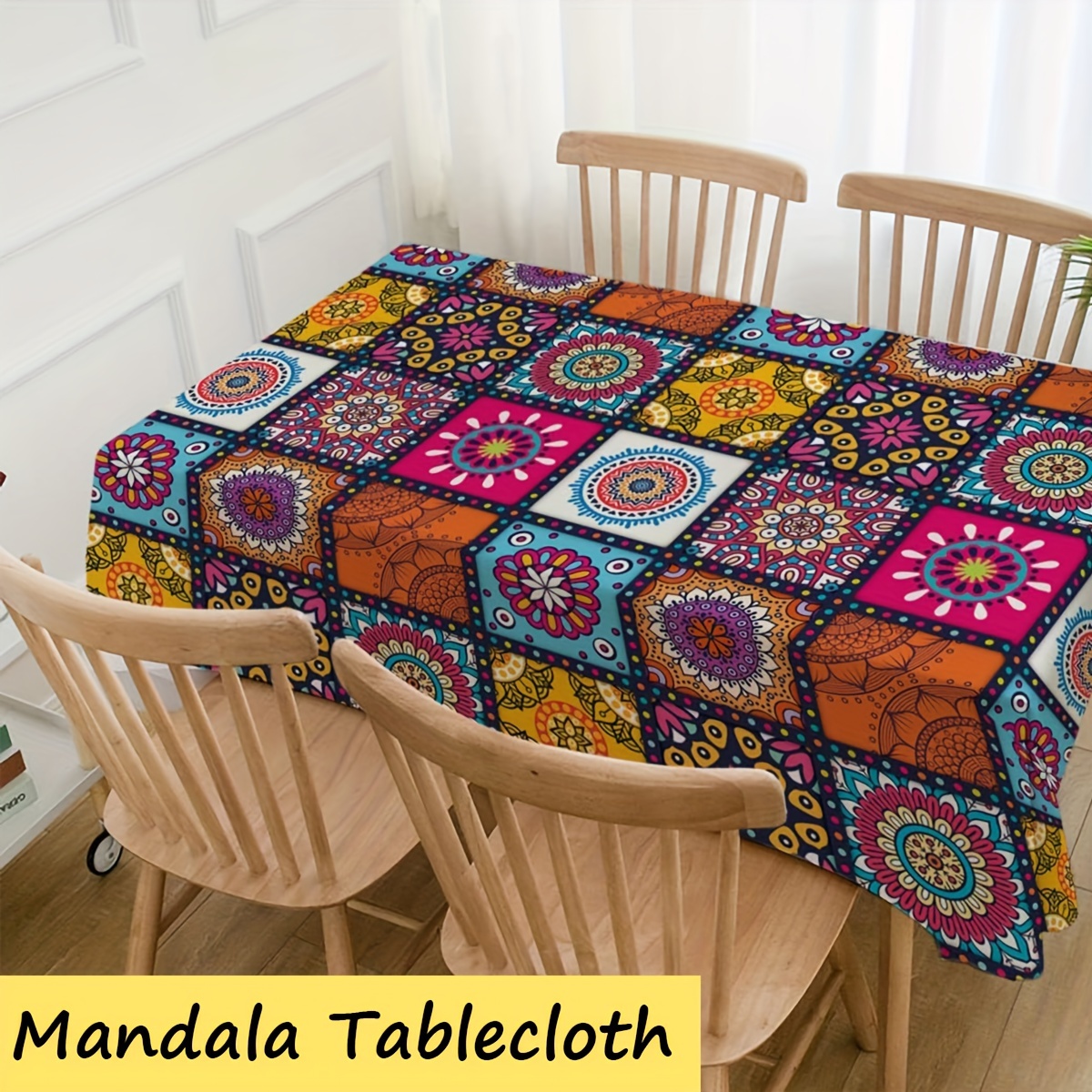 

Mandala Polyester Tablecloth 1pc - Waterproof, Machine Made, For Use, Tailgating, Themed Restaurants, Banquets - Design For Indoor/outdoor Dining