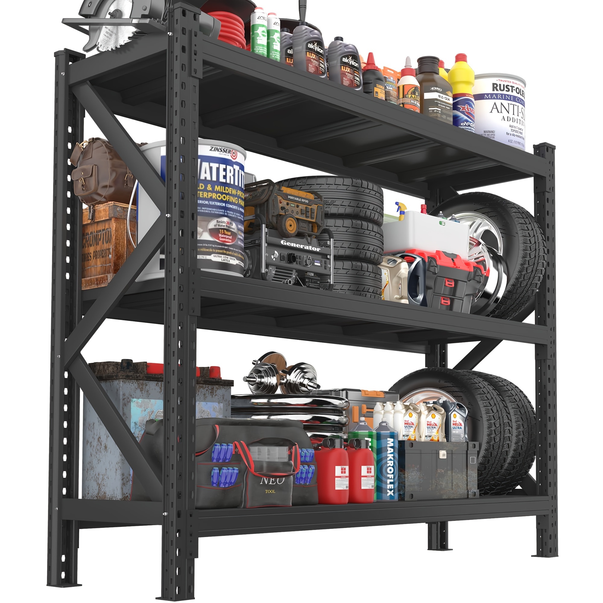 TEMU 67"w 8500lbs Heavy Duty Storage Shelves, Metal Garage Shelving Units, Adjustable Steel Utility Shelving Units For Home Commercial Industrial