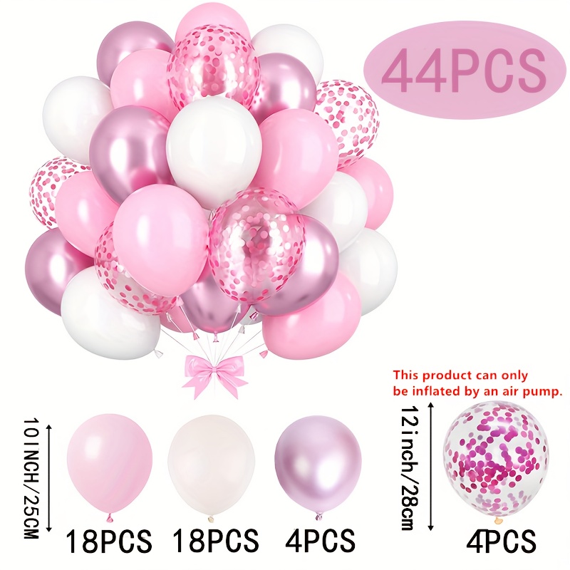 44pcs/set Macaron Pink And White Balloons Metallic Light Pink Confetti Balloon Kit For Birthday Anniversary Wedding Graduation Girls Party Supplies For Christmas, Halloween