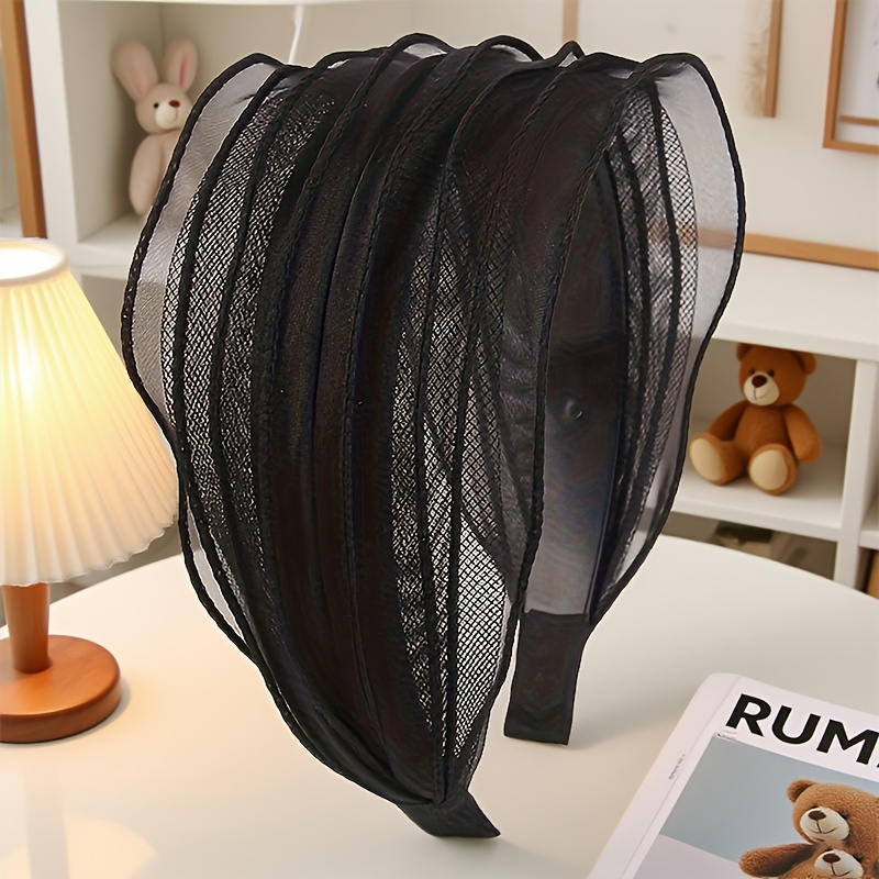TEMU 【新登場】通気性抜群のハーフキャップヘアバンド。ブラックで万能。白髪を隠すなヘアバンドアクセサリー。ファッショナブルなの装飾が特徴。友人へのプレゼントに最適。