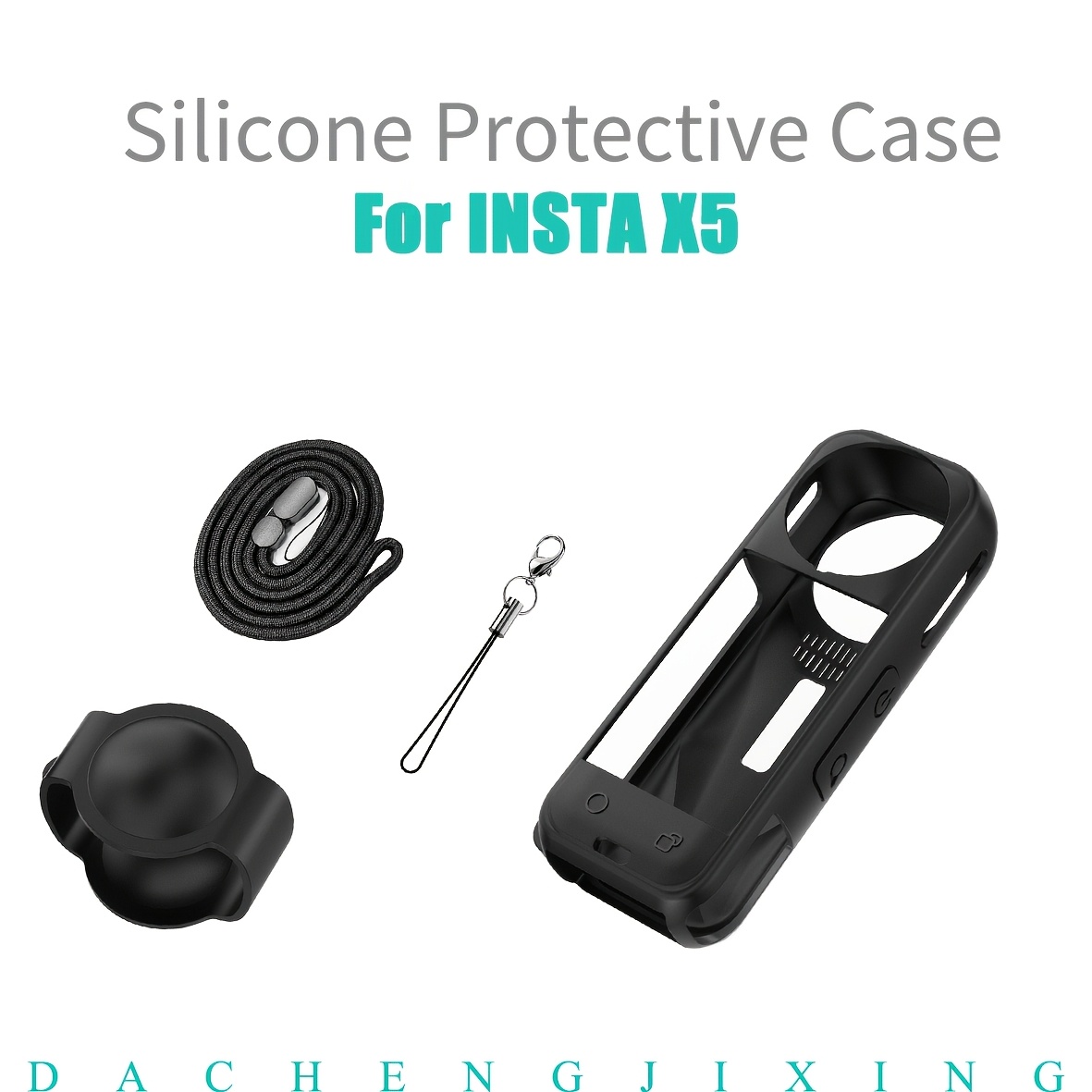 E-shop X5 Schutzgehäuse-Set – Komplettes Schutzgehäuse mit Objektivabdeckung Handgelenkschlaufe (für Radfahren, Skifahren Vlogging) –
