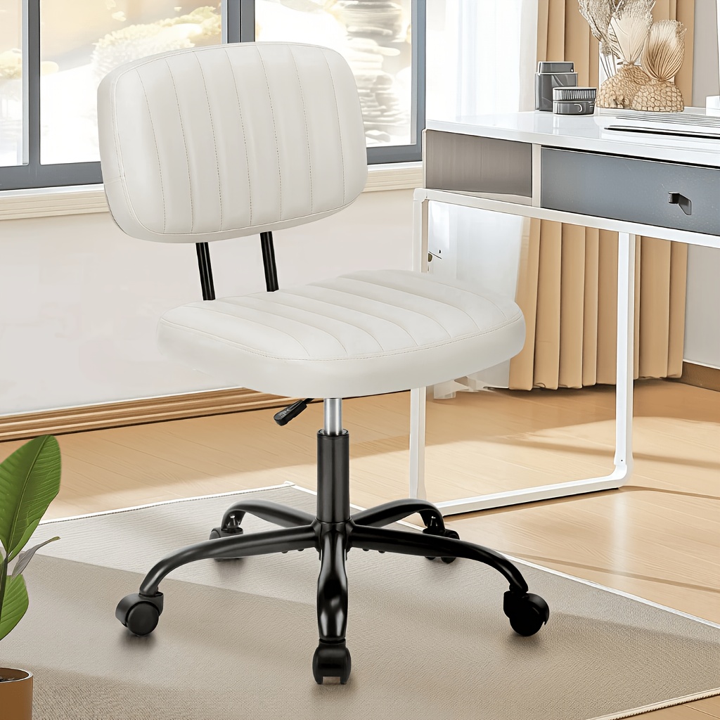 TEMU Adjustable Height Armless Office Desk Chair With Wheels, Mid Back 360°swivel Small Computer Chair, Modern Task Chair For Home Office Reading
