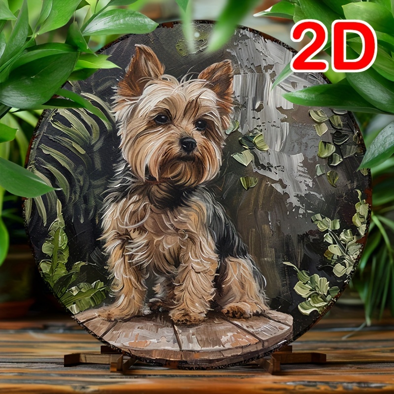 

Yorkshire Terrier Dog 8x8" Round Aluminum Sign - Vintage Metal Wall Decor For Kitchen, Office, Or Cafe Dog Aluminum Sign Round Aluminum Dog Sign