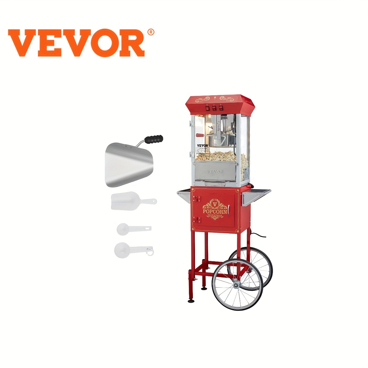 TEMU Vevor Popcorn Popper Machine 8 Oz Popcorn Maker With Cart 850w 48 Cups Red