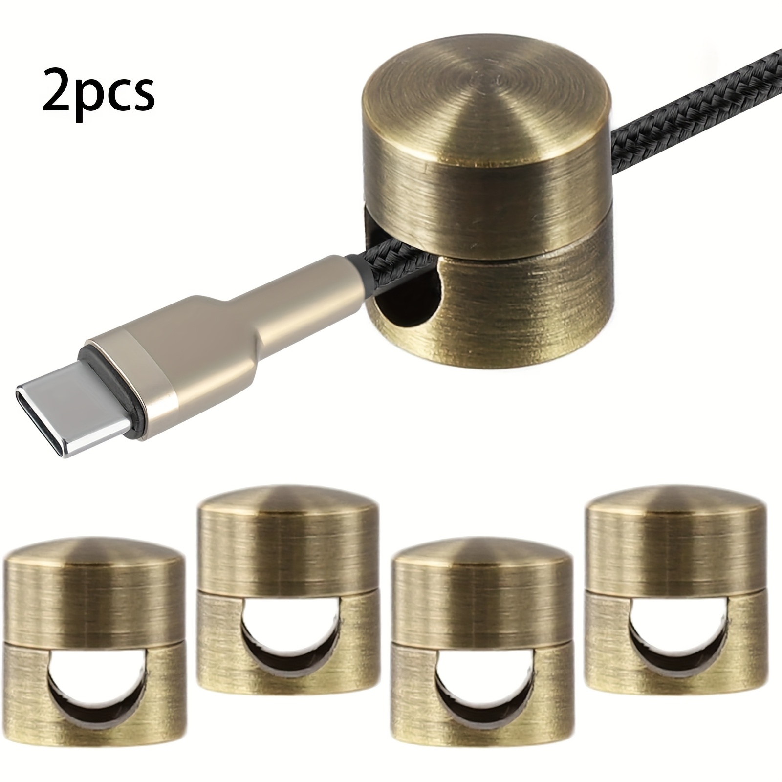 TEMU 2pcs Heavy-duty Metal Cable Holder, Adjustable With Antique Copper & Non-slip Cable Manasynthetic Gemstoneent Clips For Desk, Bedside, Wall -