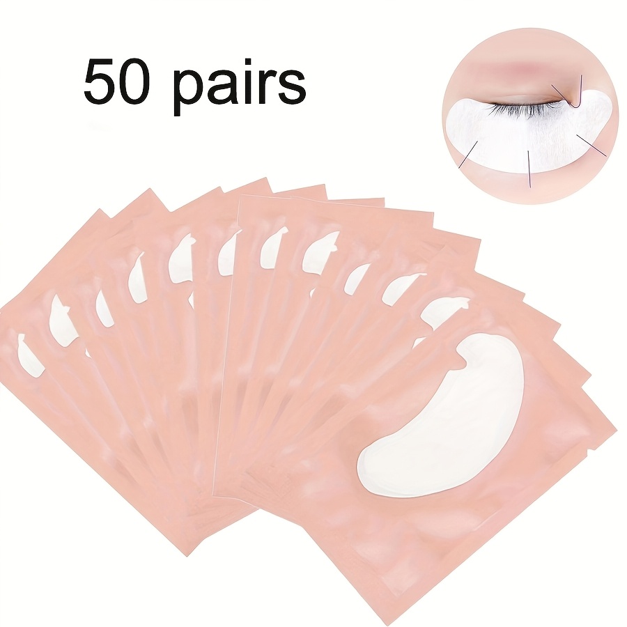 Image of 50 Pairs Eye Pads For Eyelash Extension, Hydrogel Eyelash Patches, Hairless Eye Gel Pads, Beauty Tools