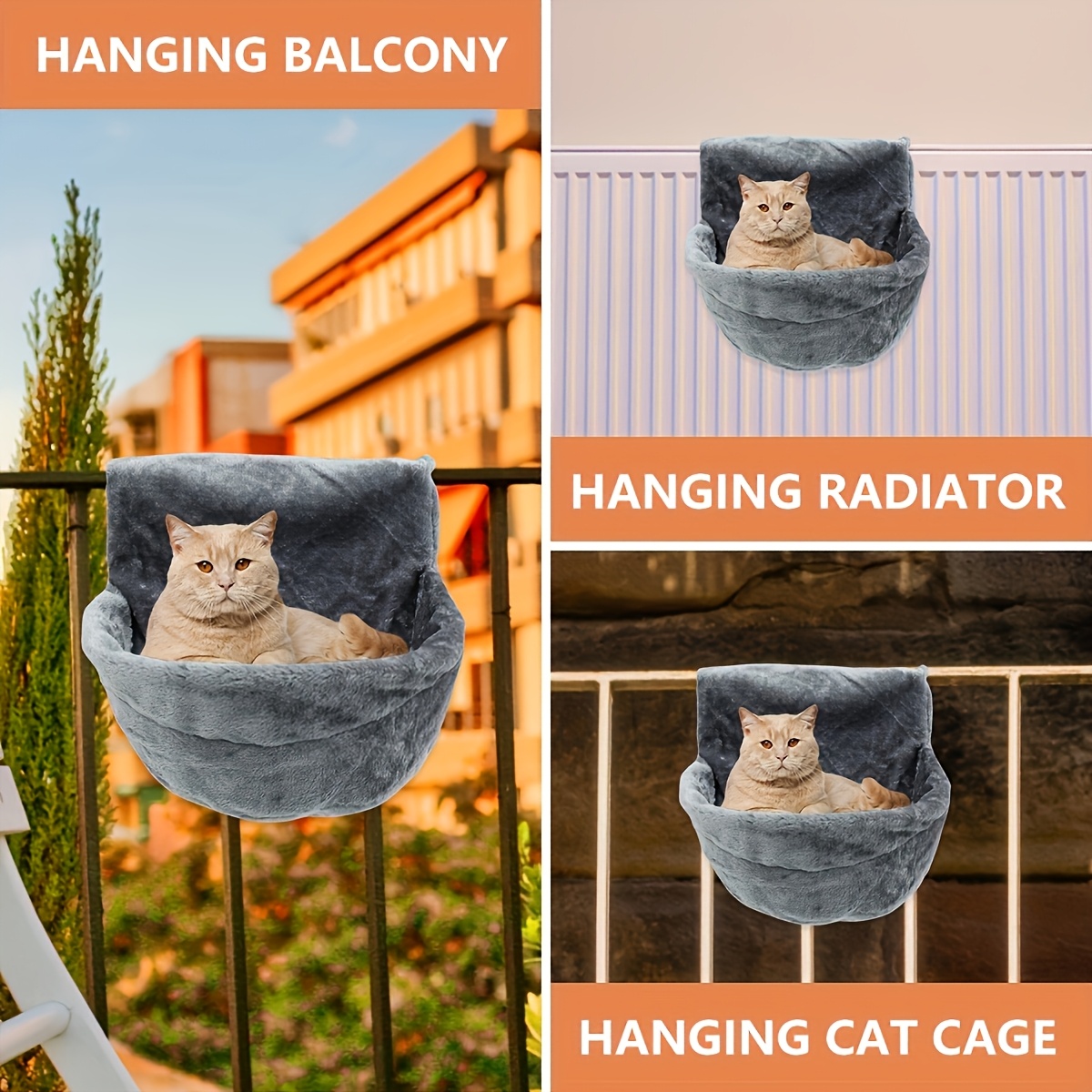 sturdy   cat hammock with plush polyester   bed warm comfortable hanging nest for indoor outdoor cats kittens puppies small dogs easy to assemble safe cozy sleeping bag cat window hammock soft fabric indoor pets Product details 2