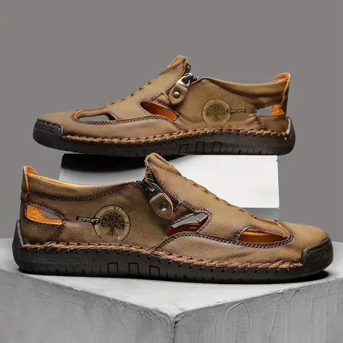 mens solid colour microfiber upper slip on trekking shoes comfy non slip casual zip up camping shoes for mens outdoor activities