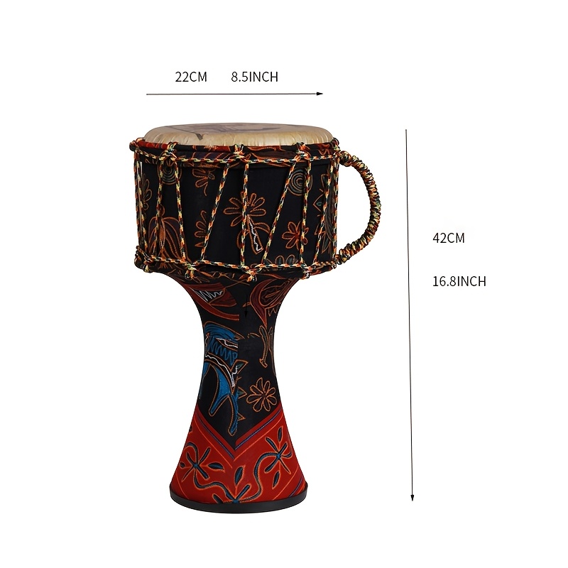 [Keland Djembe Drum] Keland 8.5-Inch Modern Djembe Drum | Professional Hand Percussion Instrument with Vibrant Egyptian Mural Design, Red ABS Resin Finish, Durable Build, Includes Carrying Bag