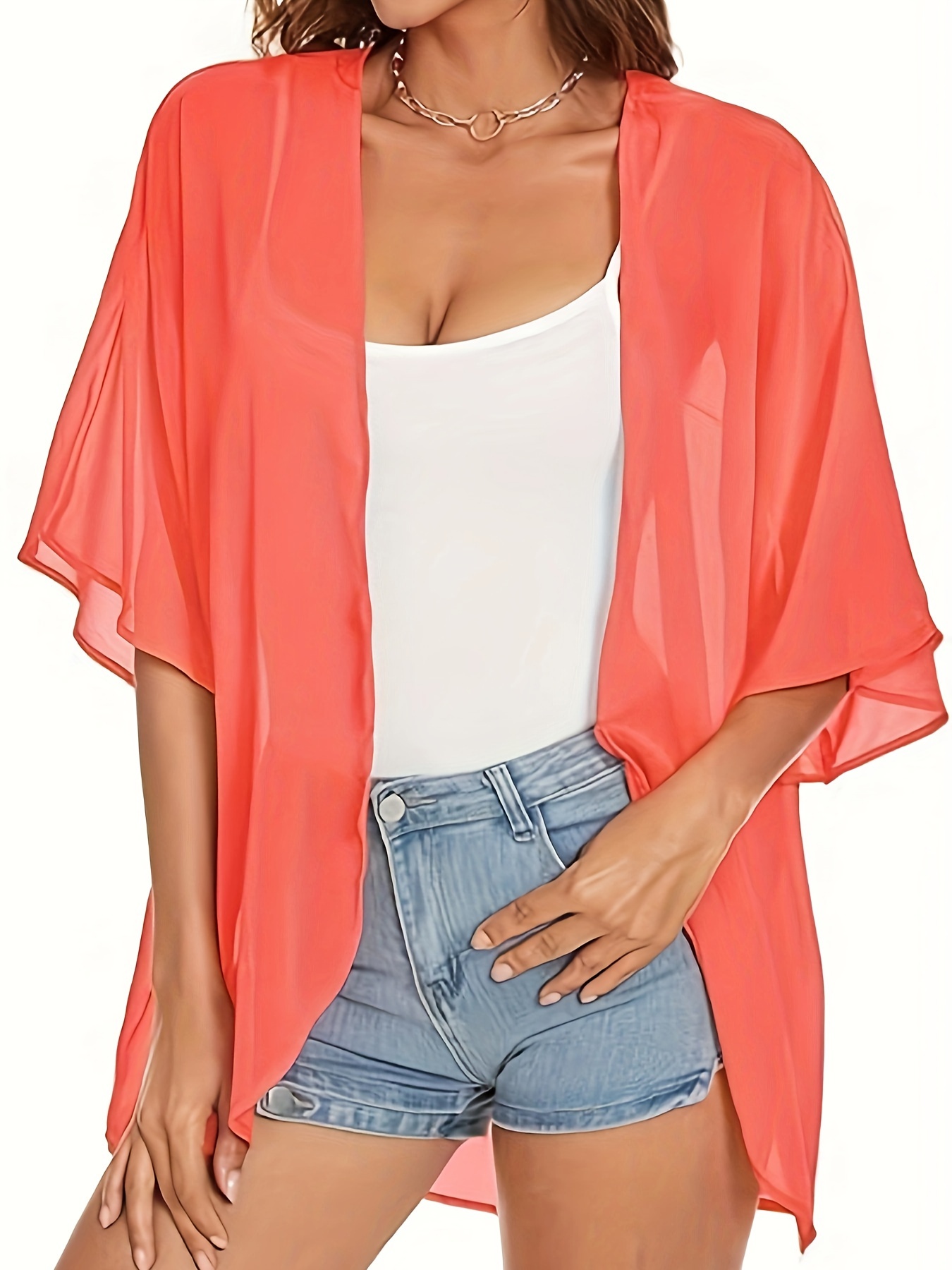 2025 New Oversized Ins-Style Loose Kimono, Multi-Fashion Solid Color Casual Batwing Sleeve Shirt Top, Commute Vacation Lazy Kimono Elegant Women's Swimwear Outer Jacket