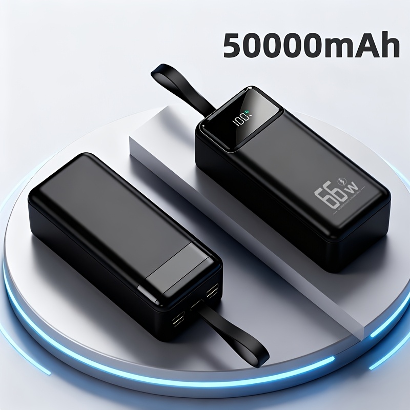 50000mah Power Bank, With Display/lighting/multiple Interfaces/lanyard, Lithium Polymer Battery, Large Capacity Power Bank, Can Charge Multiple Devices Simultaneously, Portable Mobile Power Supply