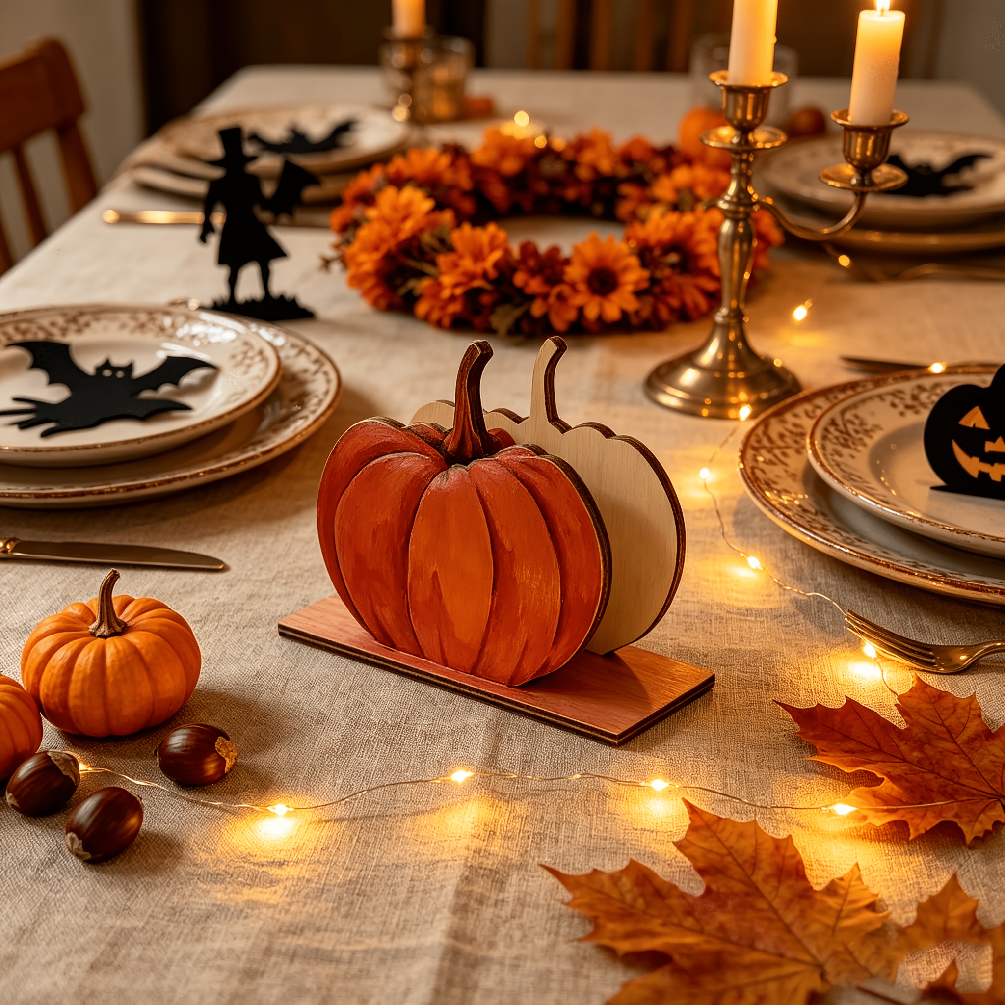 TEMU 1pc Thickened Autumn Pumpkin Wooden Napkin Holder, Halloween Table Decoration, Kitchen Countertop Napkin Organizer, Thanksgiving Table