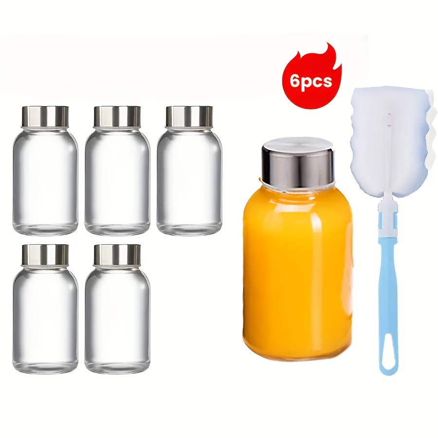 E-shop 6 auslaufsichere Glasflaschen, je 5 Unzen, mit Metalldeckeln - , ideal für Camping, Picknicks, Partys, Kaffee, Smoothies, Ingwerlimonade und