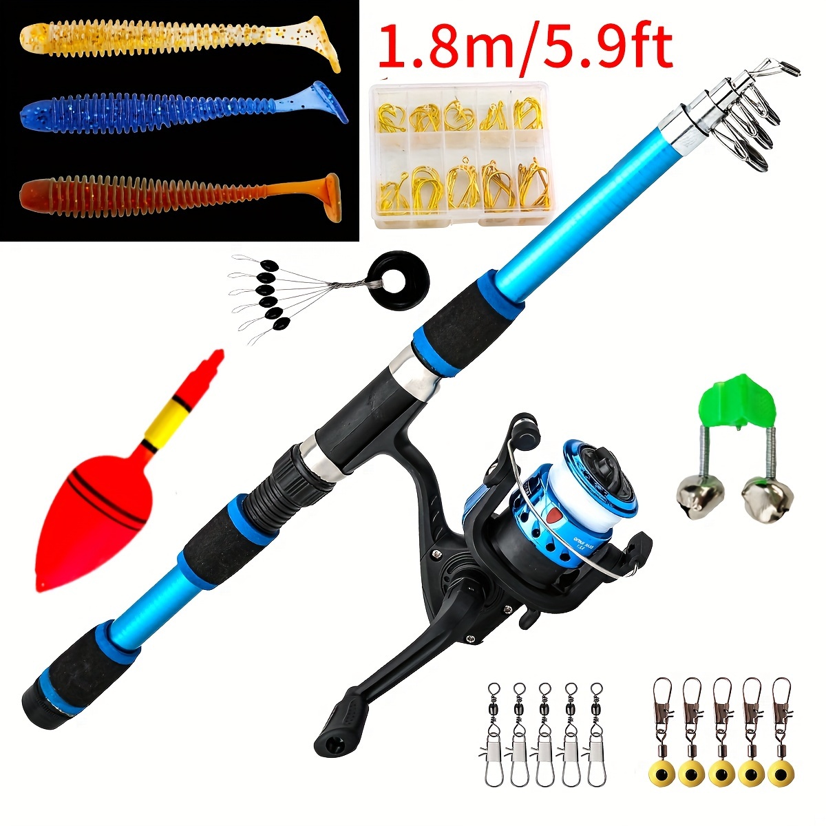 2.1 Telescopic Fishing Pole Rods and Fishing Rod and Reel Full Set with Fishing  Line Fishing