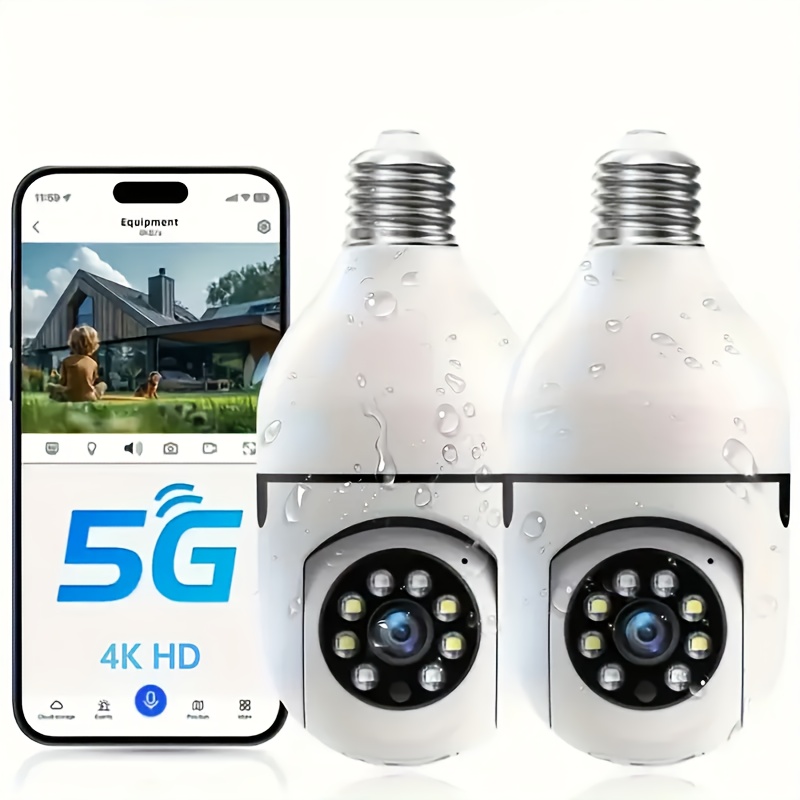 

4k Hd Wireless Security Camera | 5g/2.4ghz Dual-band | Compatible | Motion Detection | Color Night Vision | Indoor/outdoor Use | App Control | Audio Alerts | Led Lights