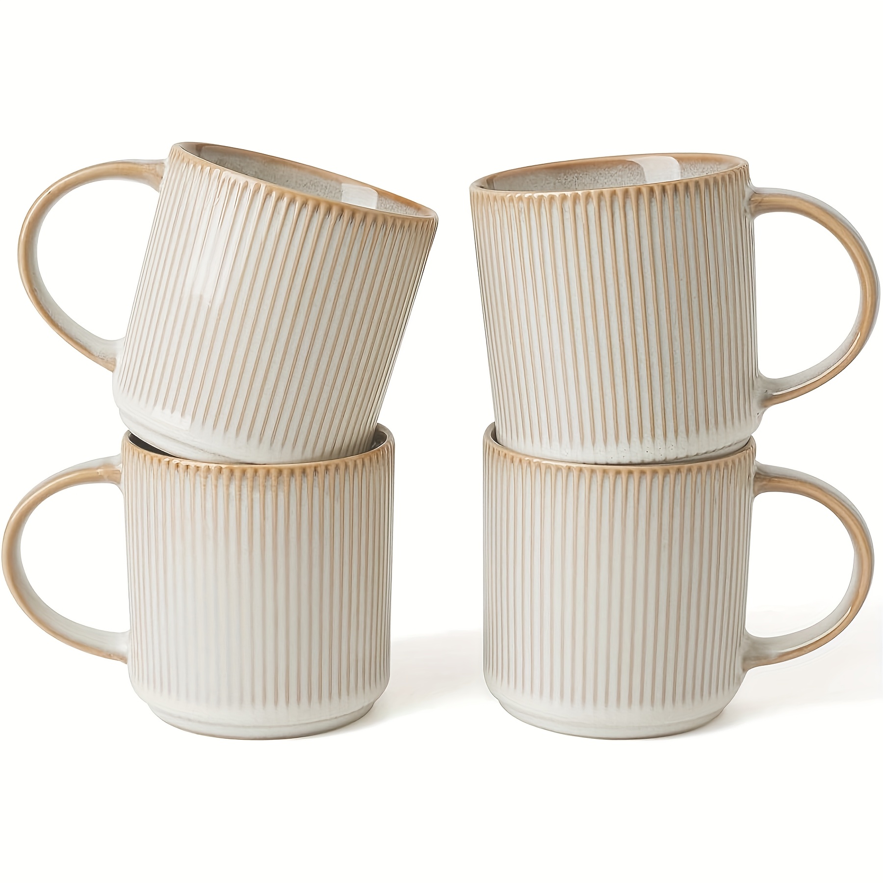 4pcs Stoneware 12oz Coffee Mug Set