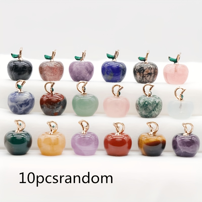 TEMU 10pcs Natural Stone Quartz Amethyst Rose Quartz Small Pendant Necklace Earring Jewelry Hanging, Unique Jewelry Gift, Suitable For Women's