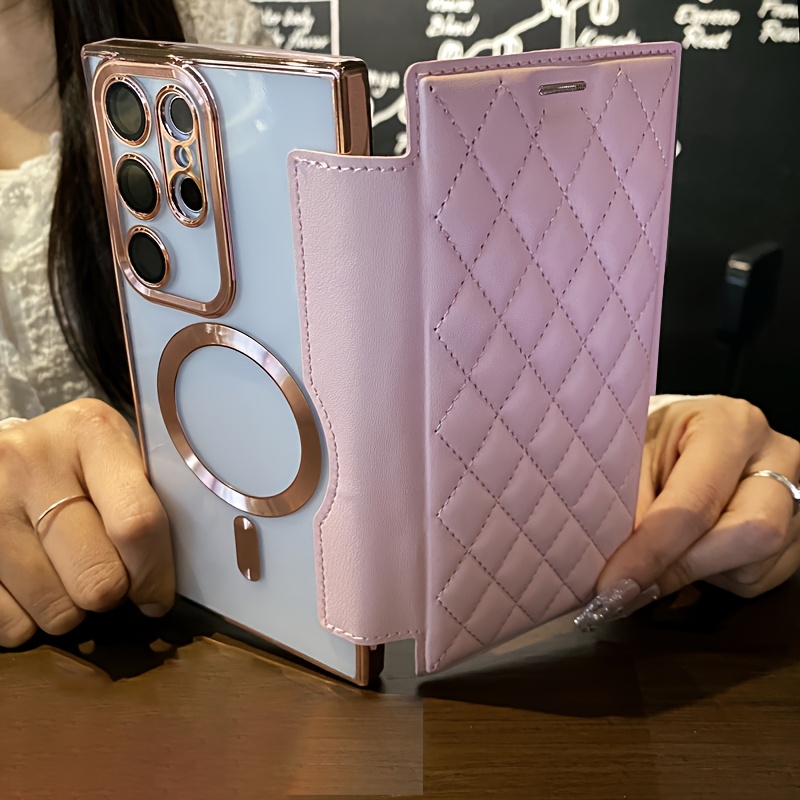 Ovitek za telefon: Preklopni ovitek iz umetne usnje z , prozoren, združljiv z modeli S25 Plus, S24 Ultra, S23 FE, S22 Plus, A55, A35, A15, A05,
