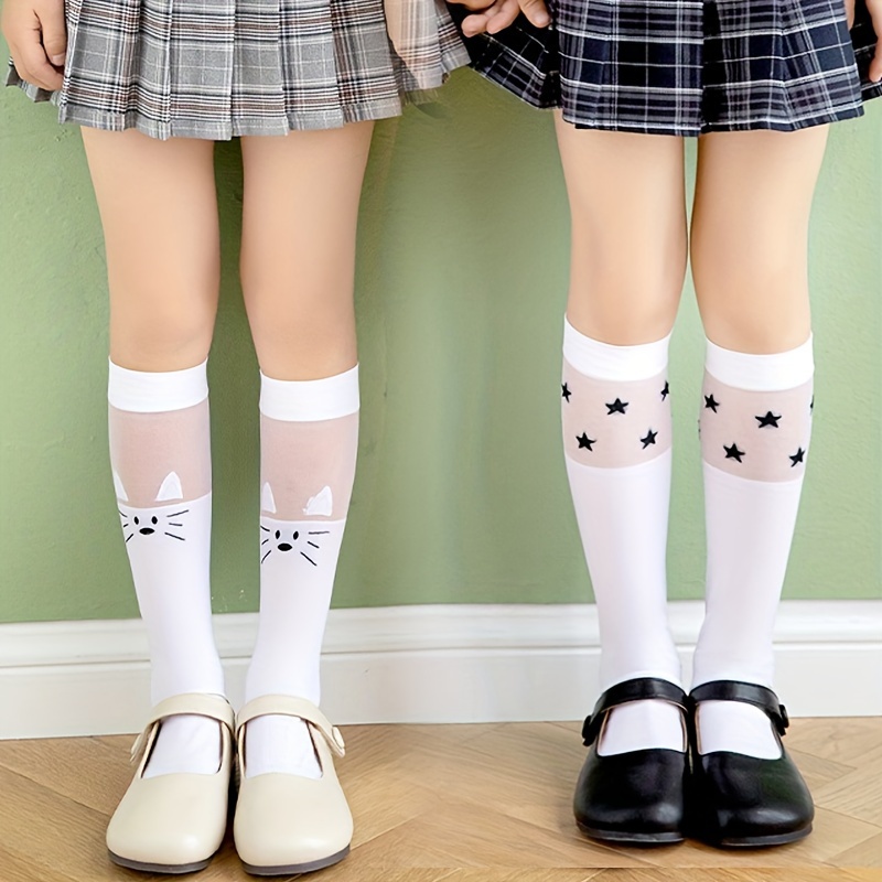 Image of 1 Pair/ Girls' Summer Thin Mid-calf Socks For Little Girls And , 's Long Socks For Summer,fall And Winter Clothes