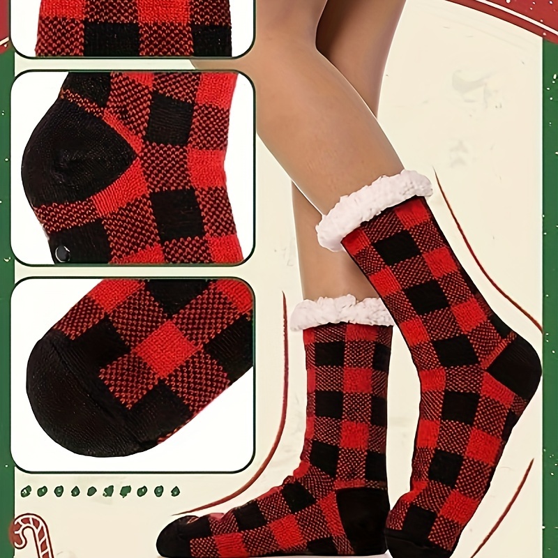 

Chaussettes festives à carreaux - Super épaisses et chaudes pour hommes et femmes - Parfaites pour Noël - Lavables en machine