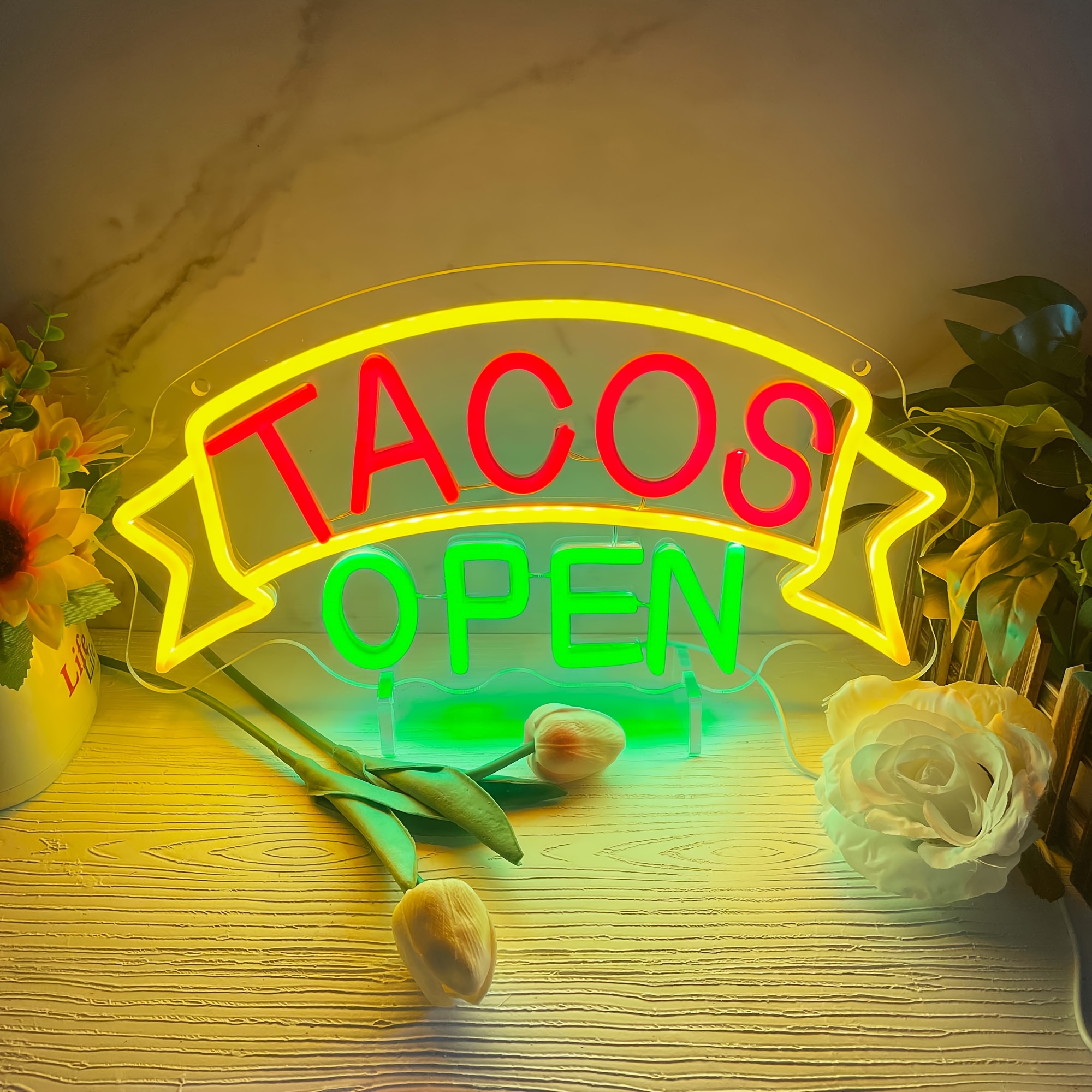 

1pc Tacos Open Neon Signs For Wall Decor, Led Taco Neon Light For Decor, Taco Party Food Light Kitchen Coffee Bar Wall Decor Restaurant Welcome Sign, Gifts For Taco