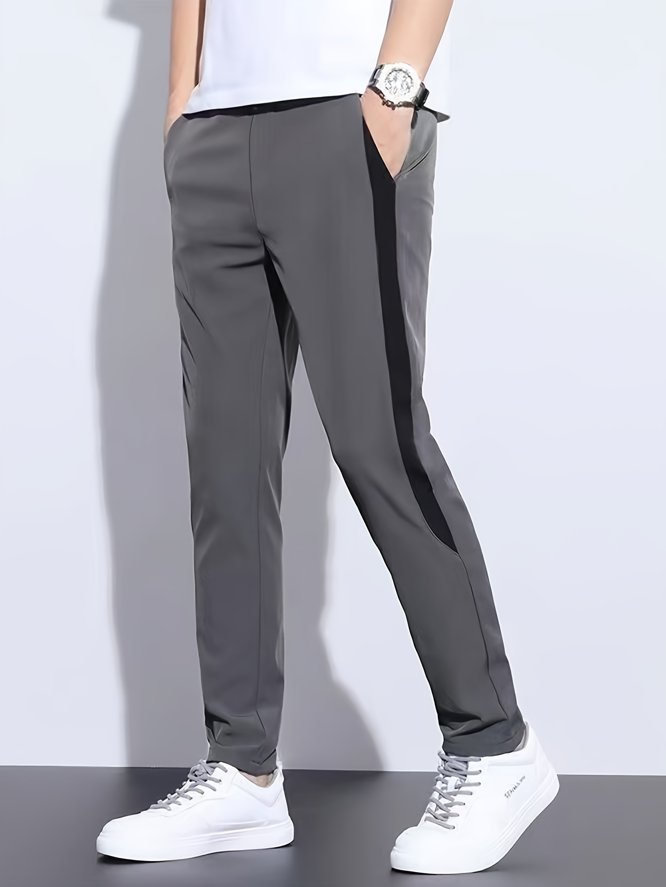 Pantalones atléticos para hombre de piezas, poliéster 100%, bloque de  color regular 120g/m², para correr, senderismo, entren