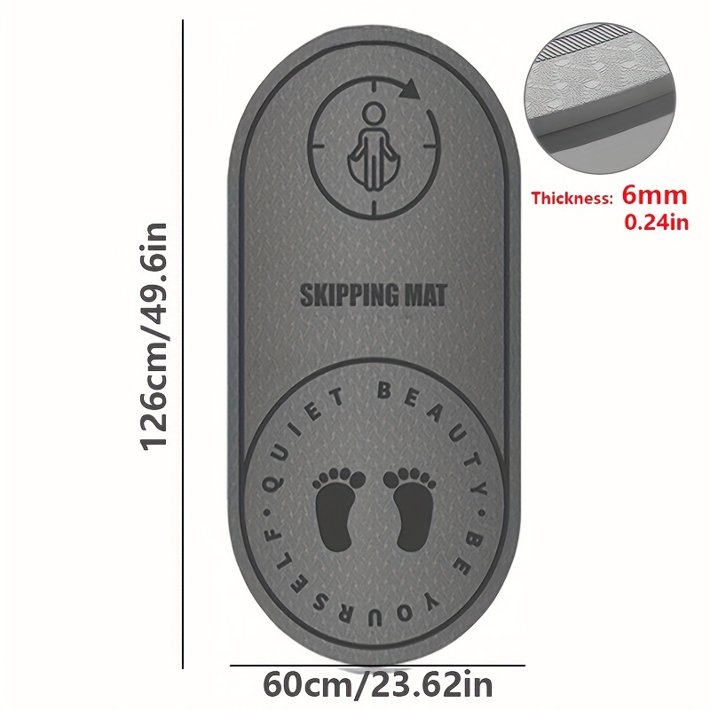 TEMU Tpe Skipping Rope Mat 6mm/8mm Thick With - High-density Shock Absorbing Exercise Floor Mat - Safe Anti-slip Surface For High- Fitness Training And Body Workouts - Floor Protection, Easy To Clean