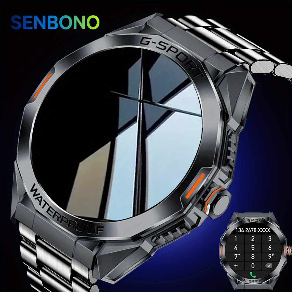 SENBONO Orignal Men Smart Watch with Wireless Make/Answer Call HD Full Touch Screen Monitor 100+ Sports Modes Step Calorie Counter IP68 Smartwatch for Men Gift for Men