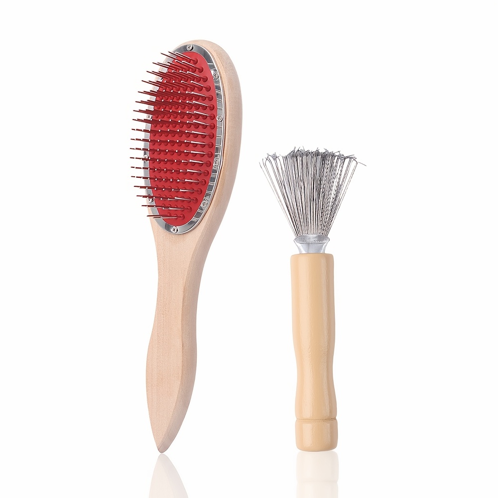 TEMU 1 Set Professional Wig Brush & Cleaning Claw With Anti-static Steel Comb For Knotting And Hair Extension Training, Generic Hair Wig Brush, Weave