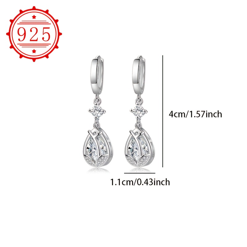 Women's 925 Silver Tulip Drop Dangle Earrings, Hypoallergenic