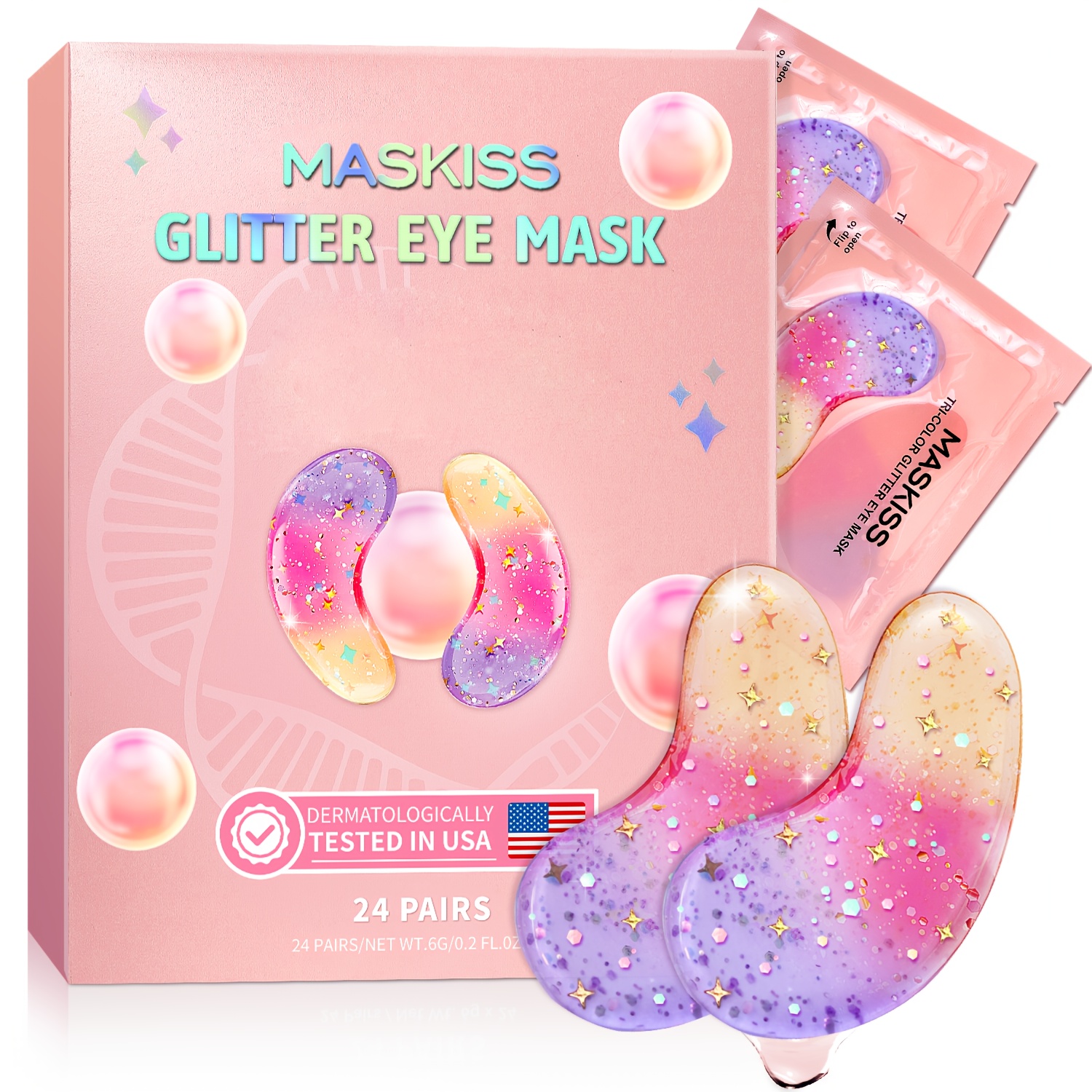TEMU Moisturizing Glitter Eye Mask24pcs, Rich In And Collagen, With Multiple Plant Extracts, Long-lasting Moisturizing, Wrinkles&, Non Irritating, Day Gift, Skin Care Stuff, Girly Must Haves
