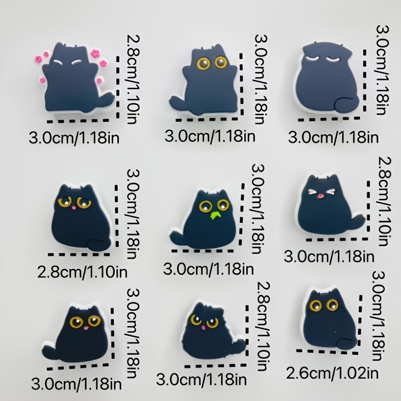 TEMU 9 imanes de nevera con forma de gato kawaii, resina plástica decorativa, multiusos para cocina y oficina, regalo ideal para