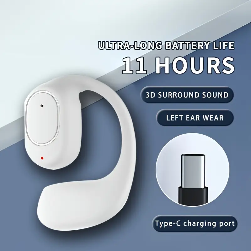 wireless earbud hanging earphone 11 hour long 3d surround control type c charging condenser mic open back earcup compatible with cellphones ideal for running sports details 1